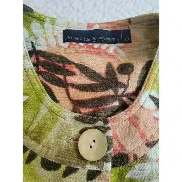 Alexis & Avery Blazer Jacket Womens Size 10 Cotton Linen Fall Floral Career - Picture 16 of 16